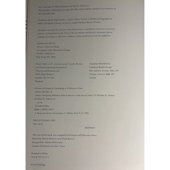 Stone: Designing Kitchens, Baths and Interiors with Natural Stone Adams EUC - Picture 10 of 11